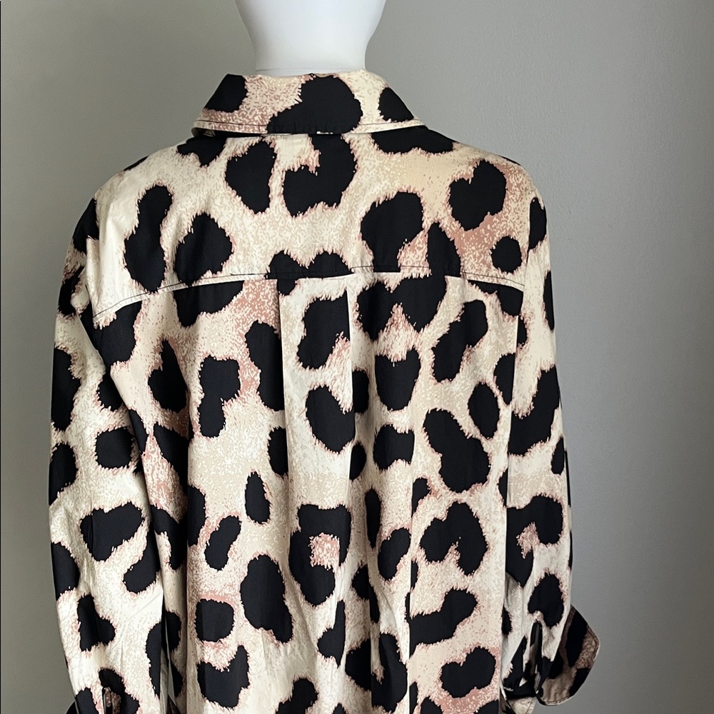 H&M Leopard Print Long Shirt Dress Size L - Picture 9 of 11